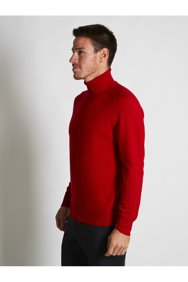 Pull laine cachemire col roulé jauge 12