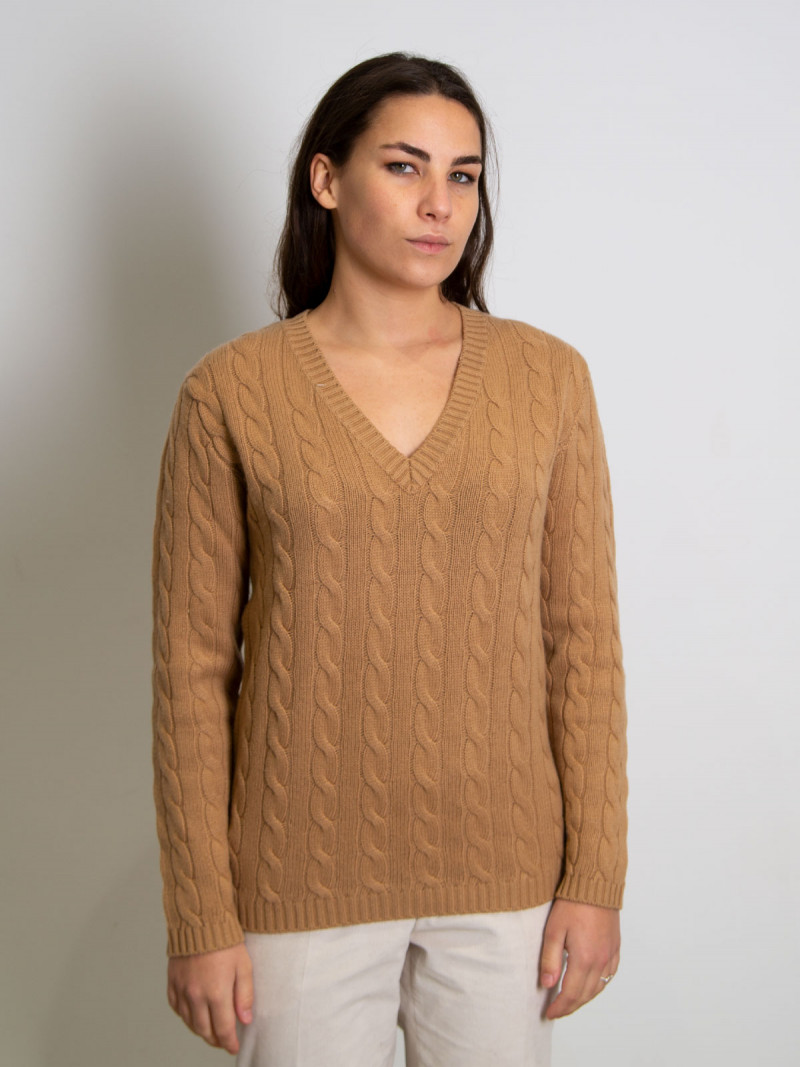Sweater women V-neck in wool and cashmere