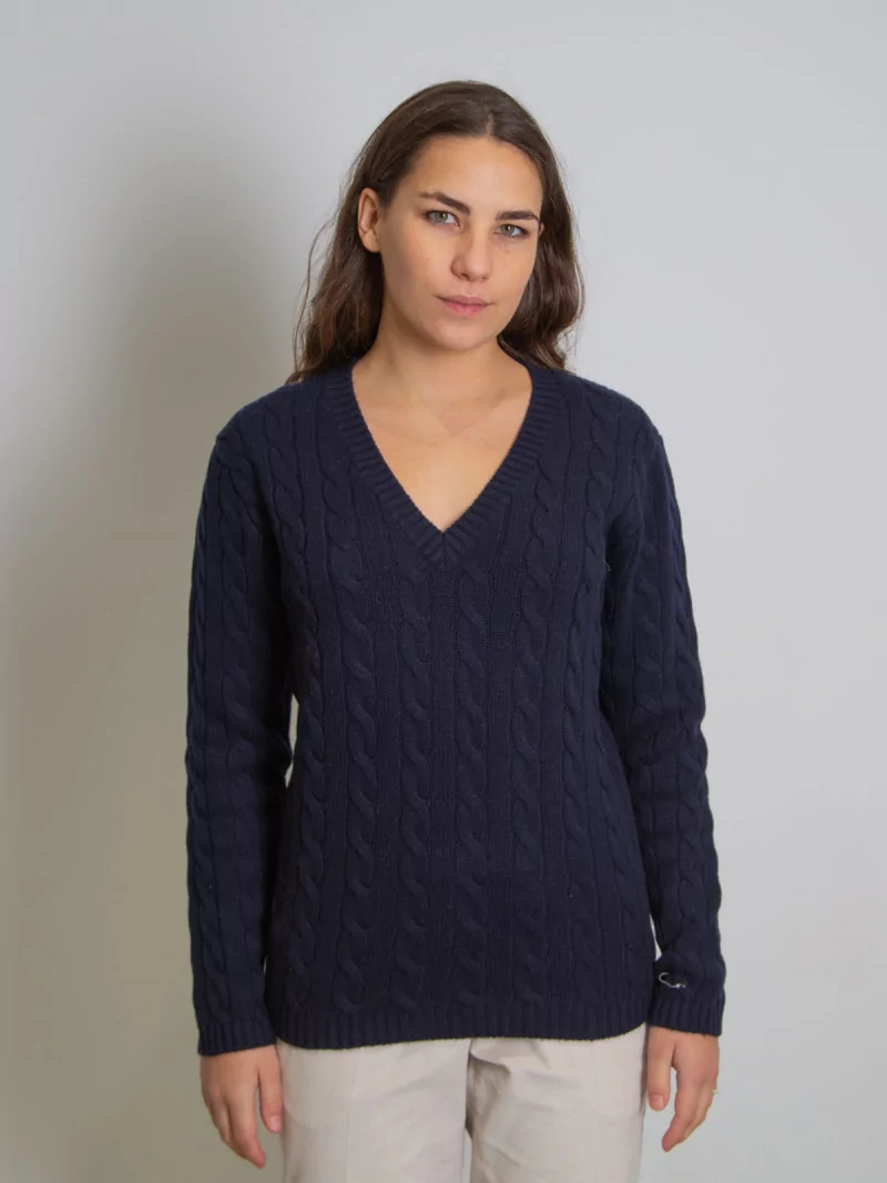 Sweater women V-neck in wool and cashmere