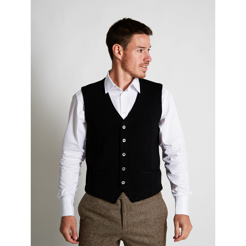 Vest man sleeveless wool merinos