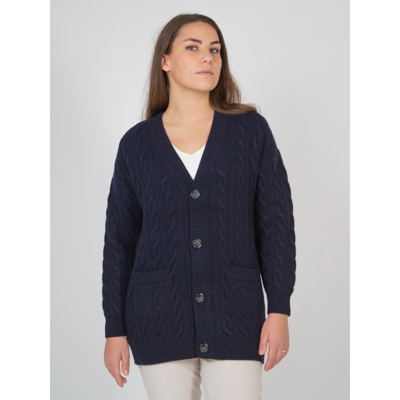 Gilet torsade 100% cachemire, jauge 5