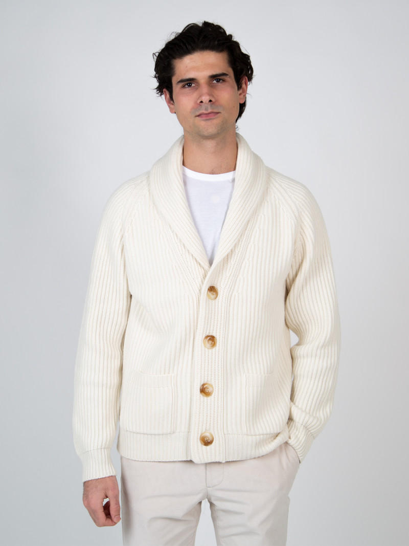 Cardigan boutonné laine & cachemire jauge 7