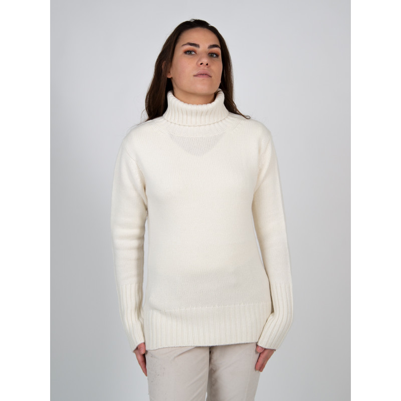 Pull femme col roulé en pure cachemire épais jauge 3