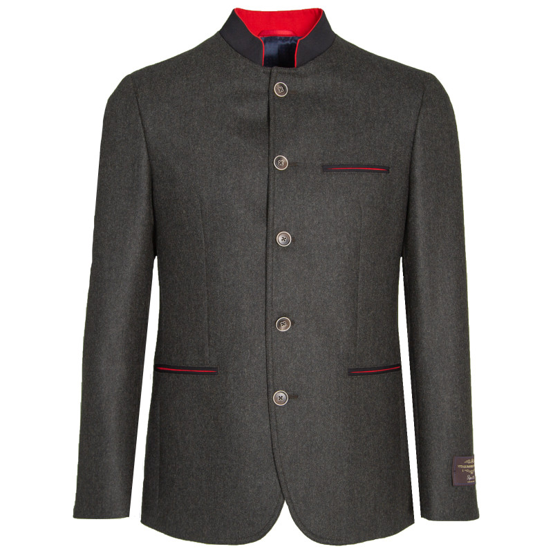 Mao collar jacket in pure wool flannel