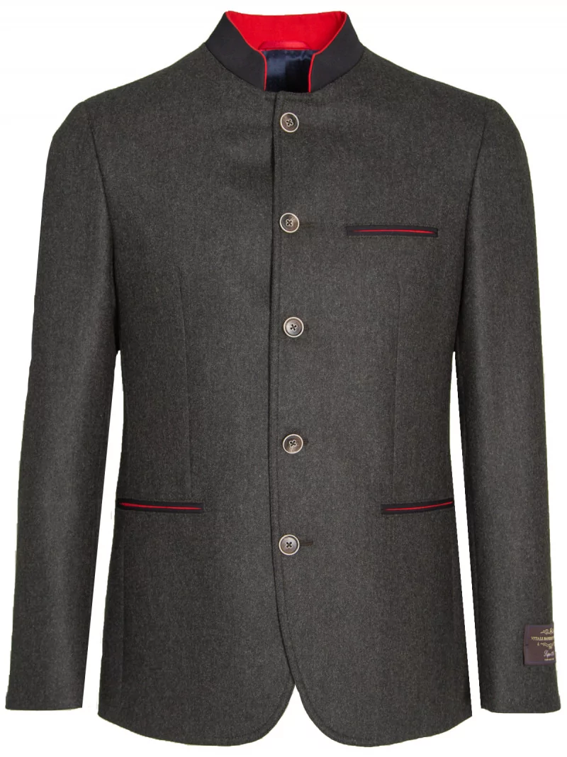 Mao collar jacket in pure wool flannel