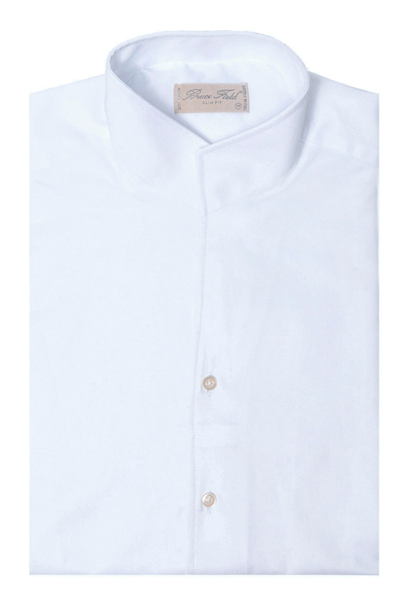 Chemise Brian cintrée à col montant en pur coton Palma