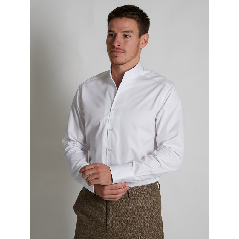 Chemise Brian cintrée à col montant en pur coton Palma