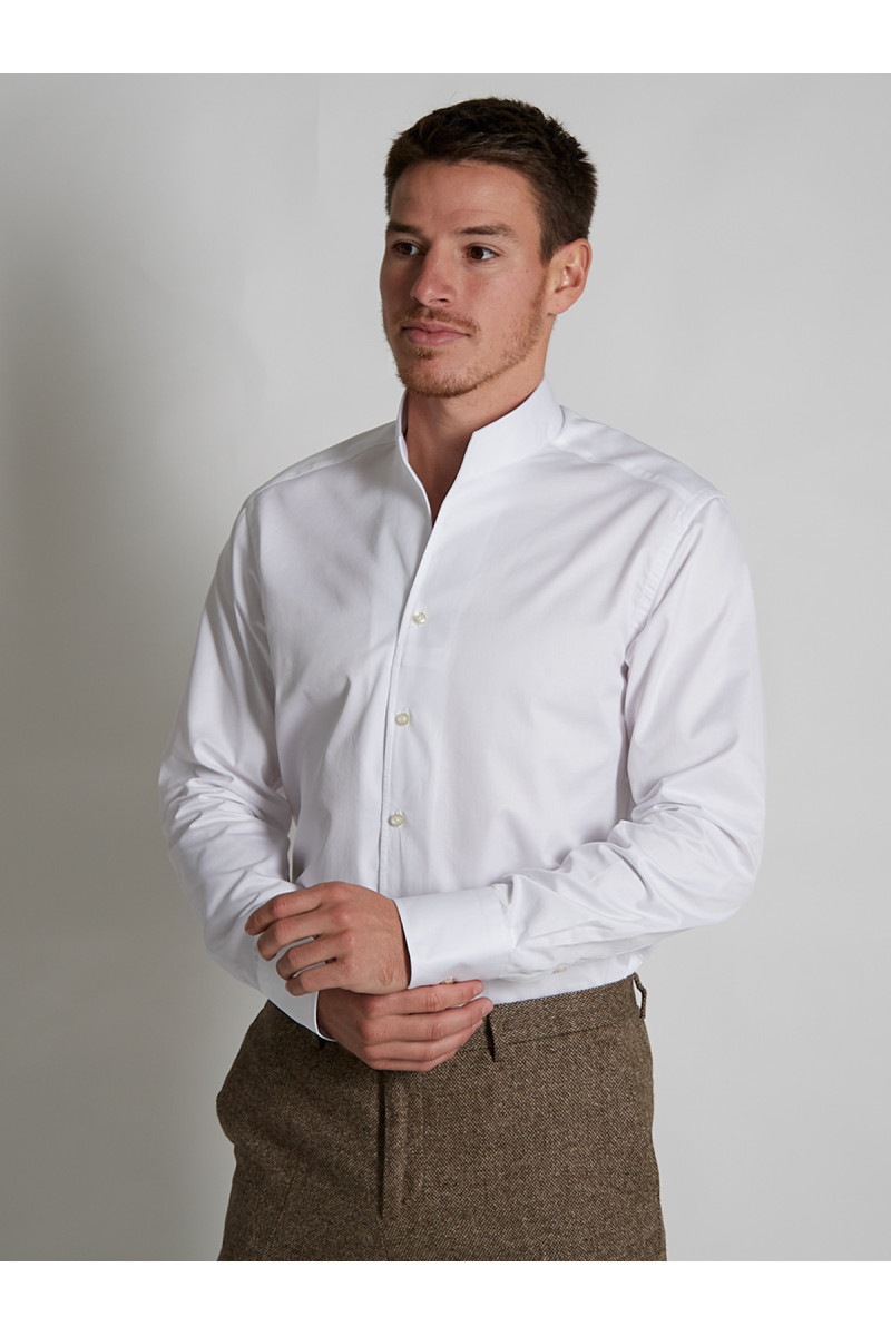 Chemise Brian cintrée à col montant en pur coton Palma