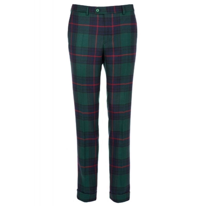 Pantalon ajusté pure laine anglaise tartan Paride