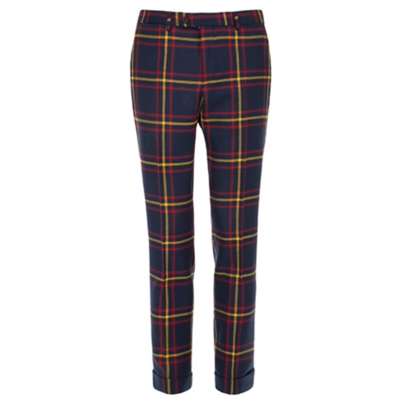 Pantalon ajusté pure laine anglaise tartan Paride