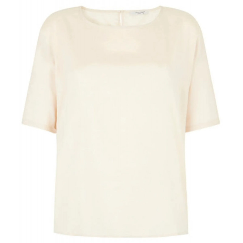 Top pure soie col rond manche courte