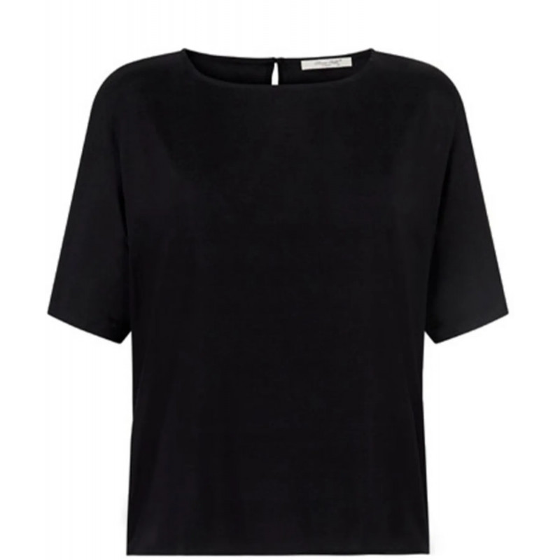 Top pure soie col rond manche courte