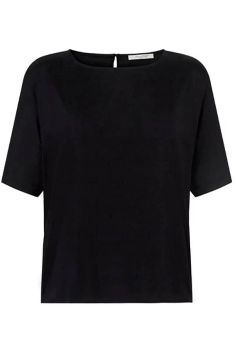 Top pure soie col rond manche courte