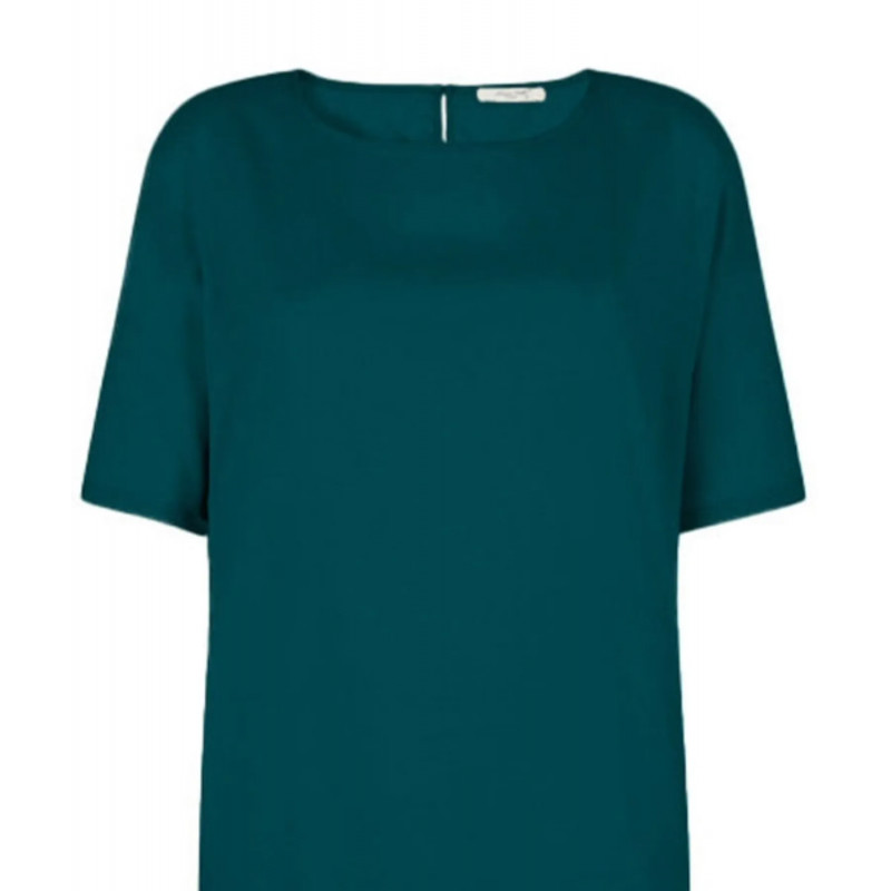 Top pure soie col rond manche courte