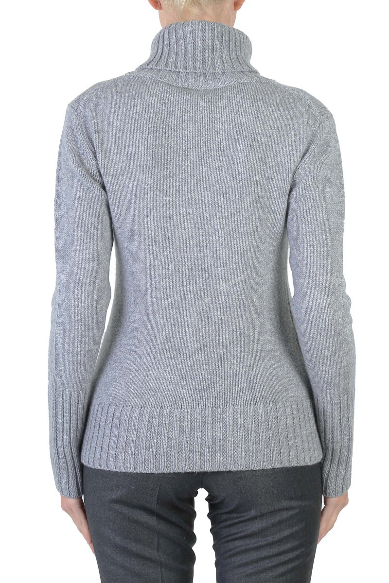 Pull femme col roulé en pure cachemire épais jauge 3