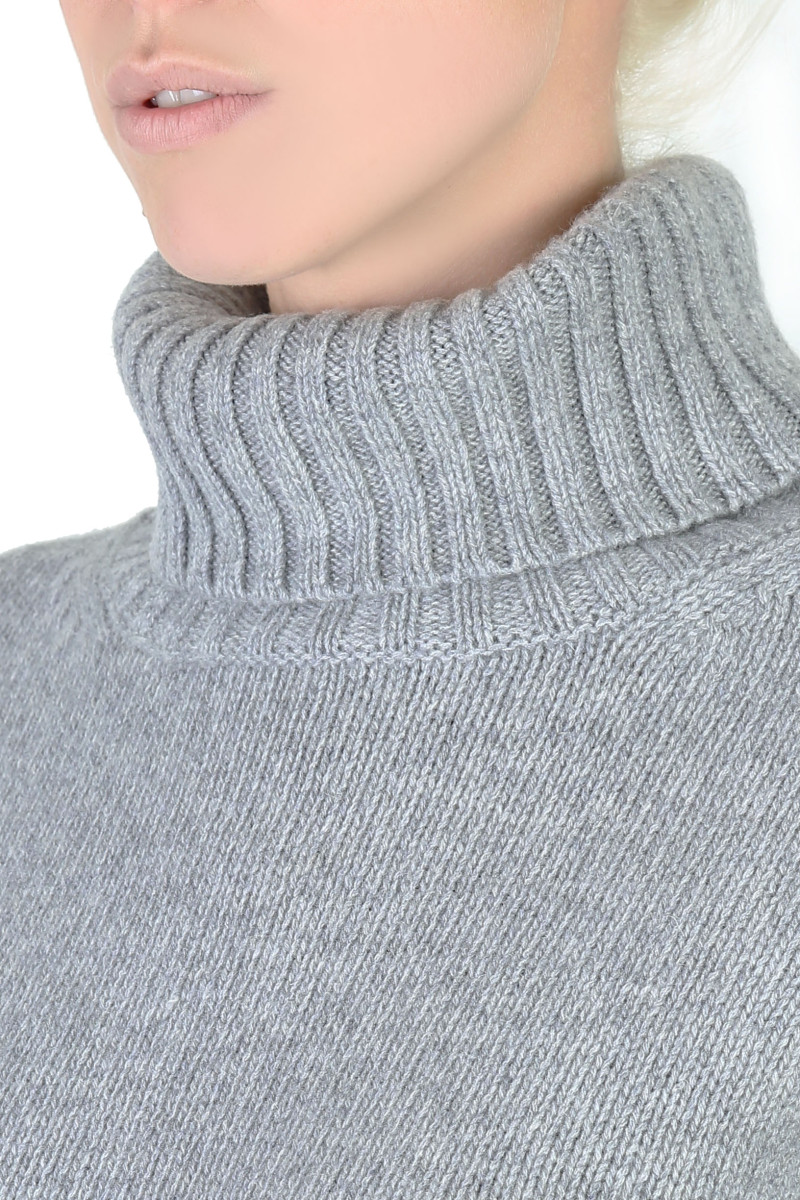 Pull femme col roulé en pure cachemire épais jauge 3