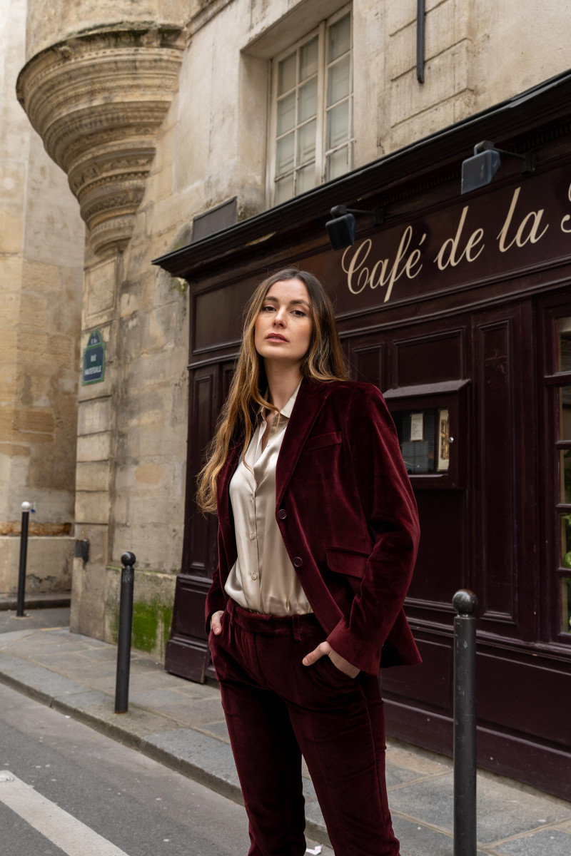 Veste Daniela velours palatine cintrée