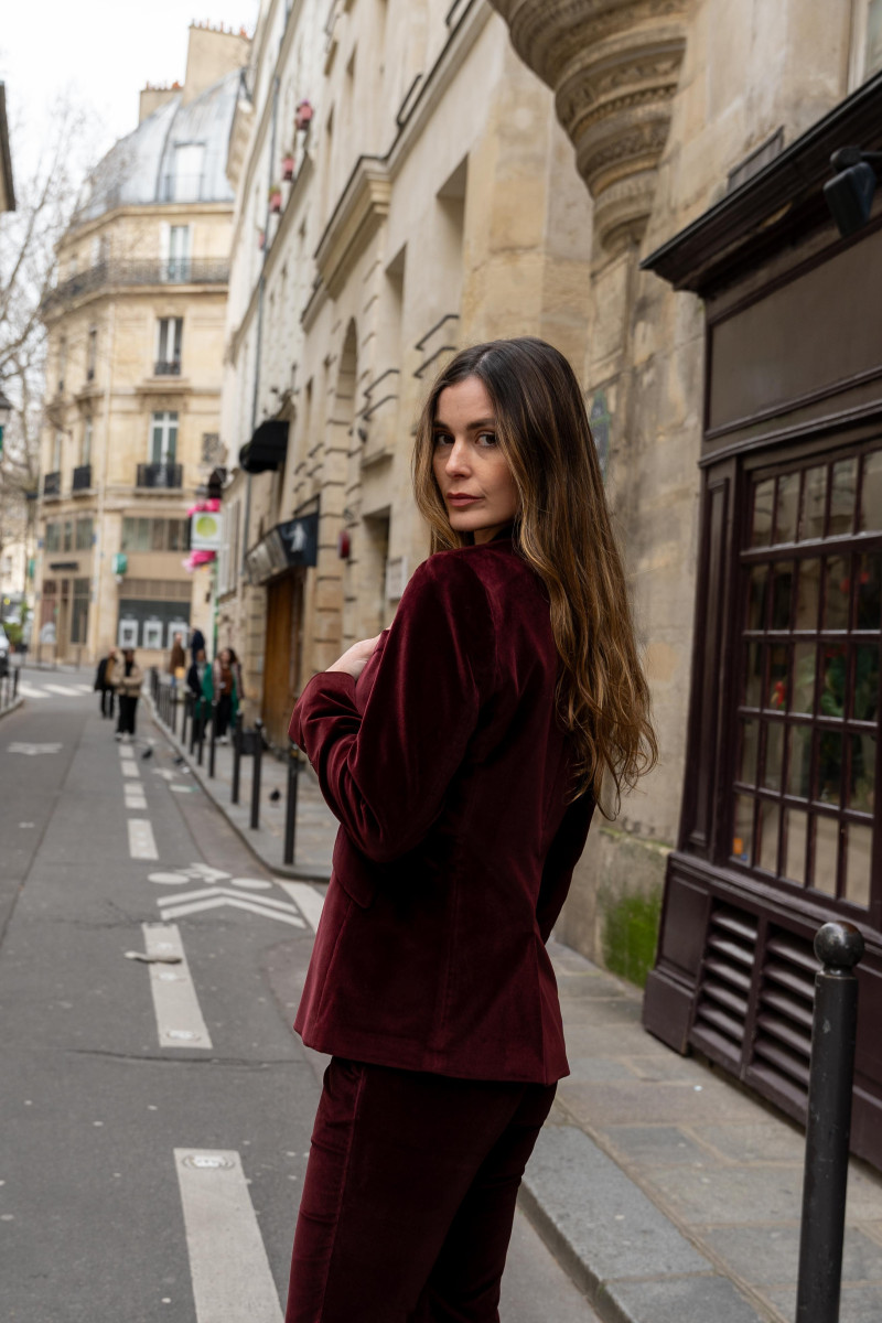 Veste Daniela velours palatine cintrée