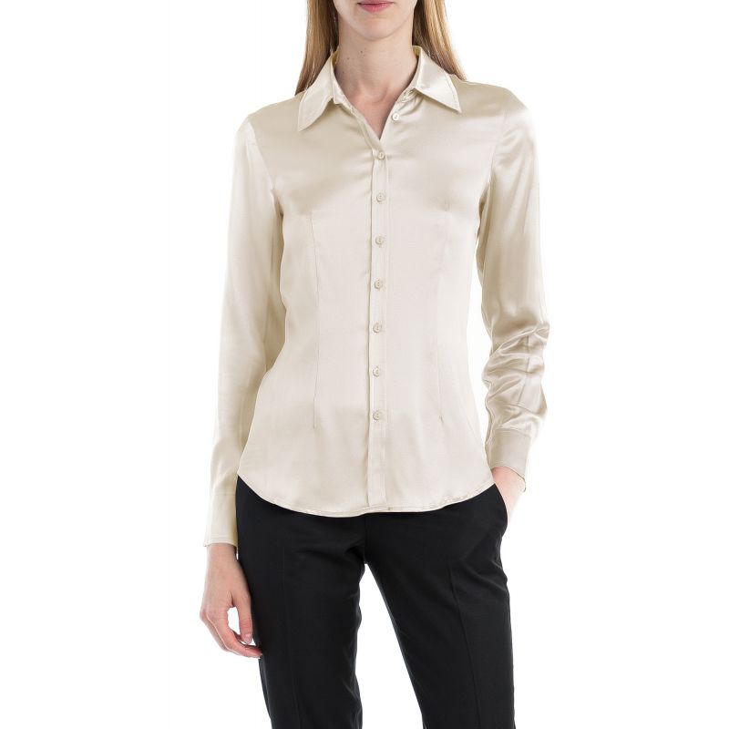 Blouse cinched in pure silk