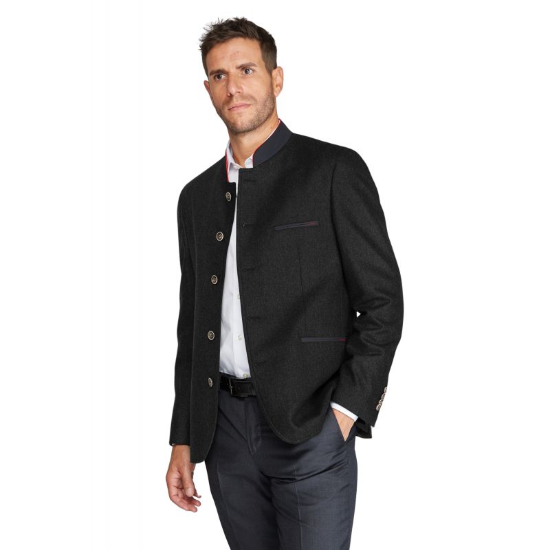 Veste col Mao en pure laine flanelle