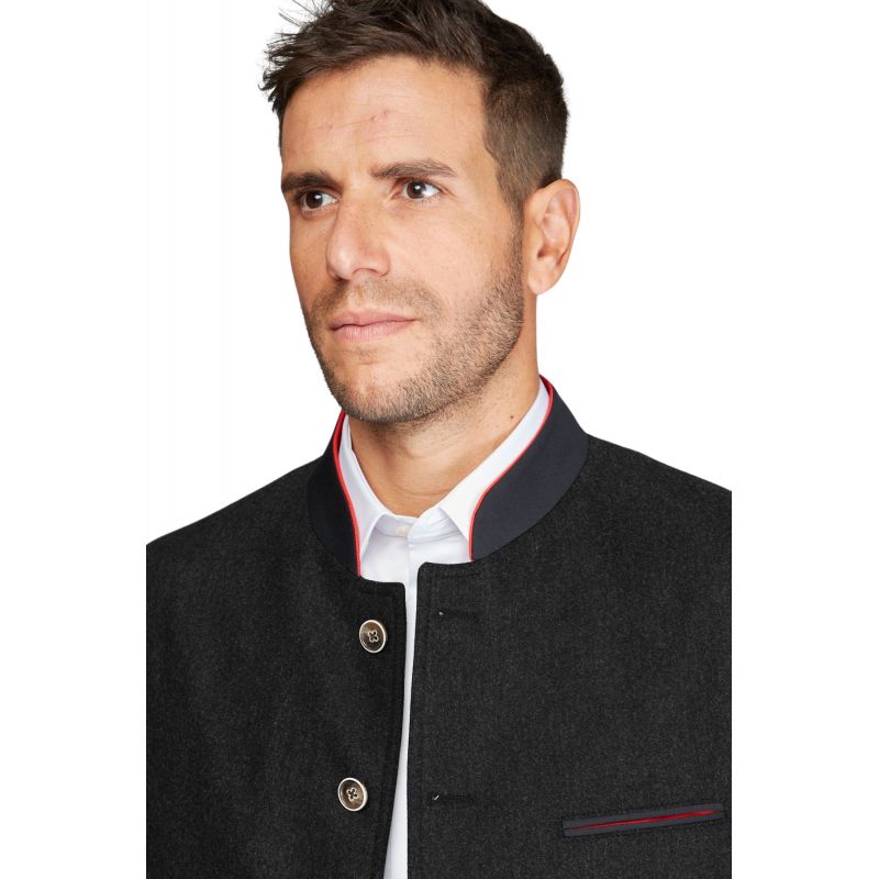 Mao collar jacket in pure wool flannel