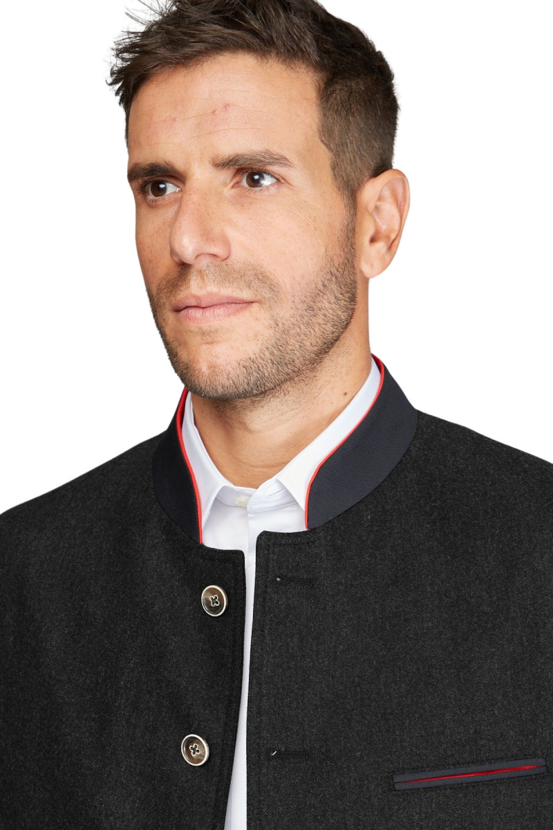 Veste col Mao en pure laine flanelle