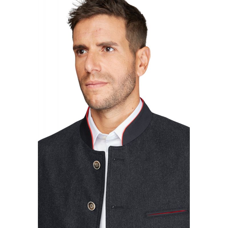 Mao collar jacket in pure wool flannel