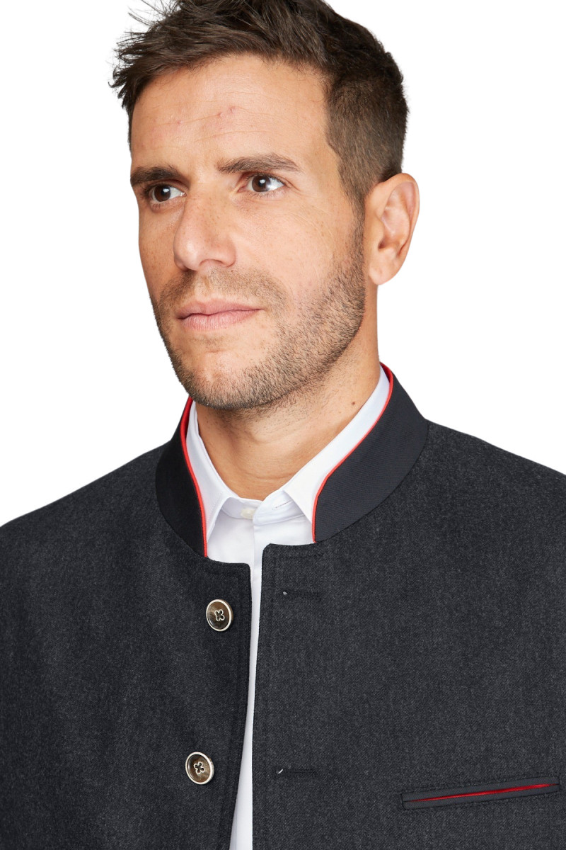 Veste col Mao en pure laine flanelle