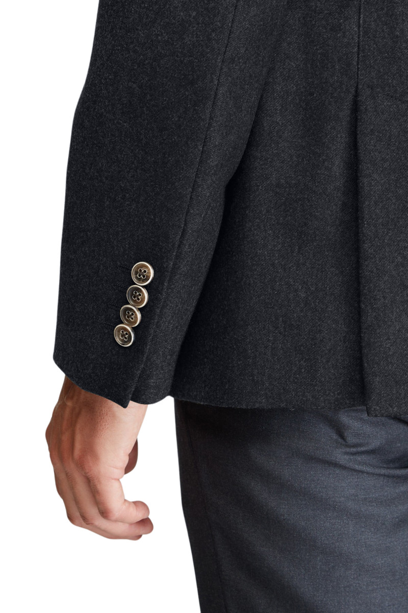 Veste col Mao en pure laine flanelle