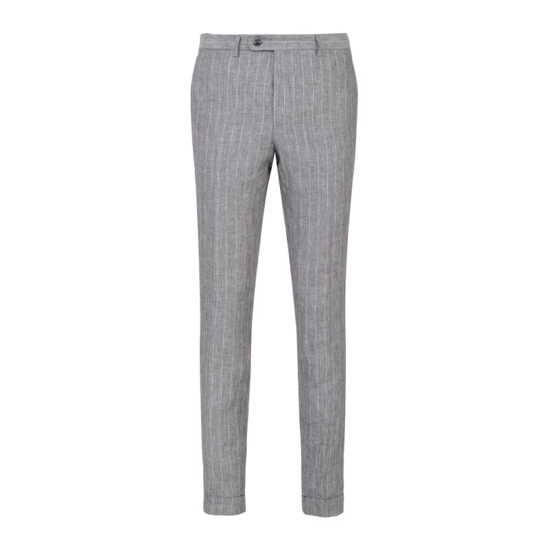 Pantalon Paride coupe droite rayé en pur lin