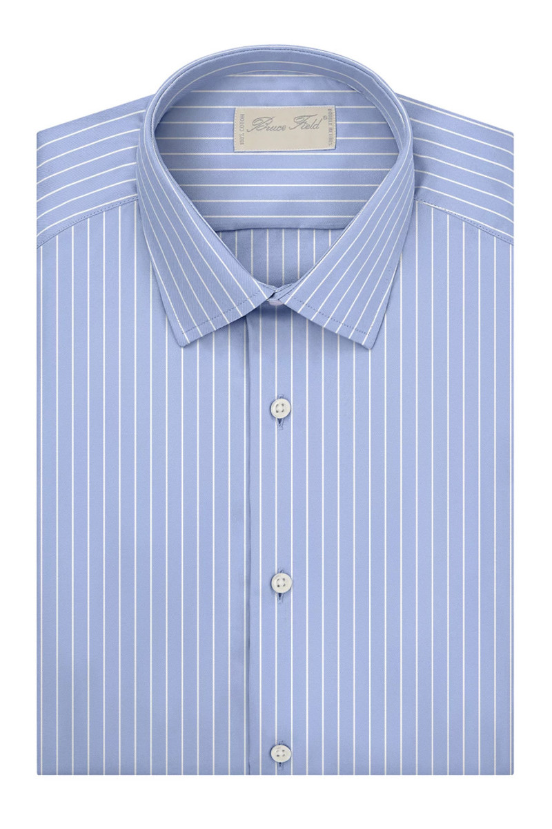 Chemise Benton cintrée en pur coton à rayures blanches Dallas