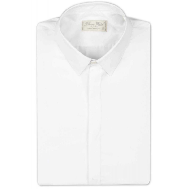 Shirt curved throat hidden in poplin