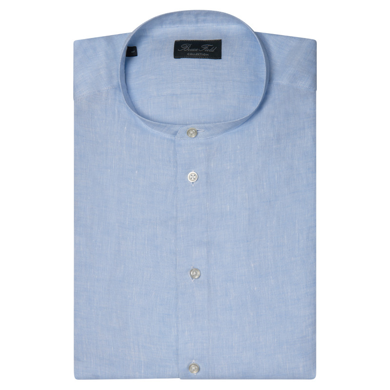 Chemise coupe droite en lin col mao