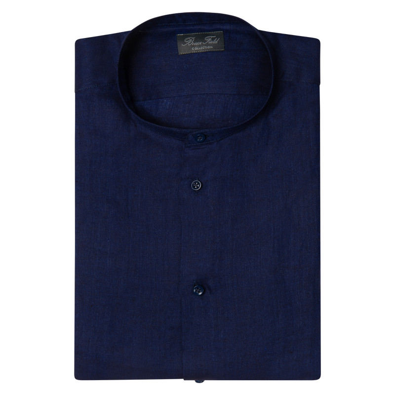 Chemise coupe droite en lin col mao