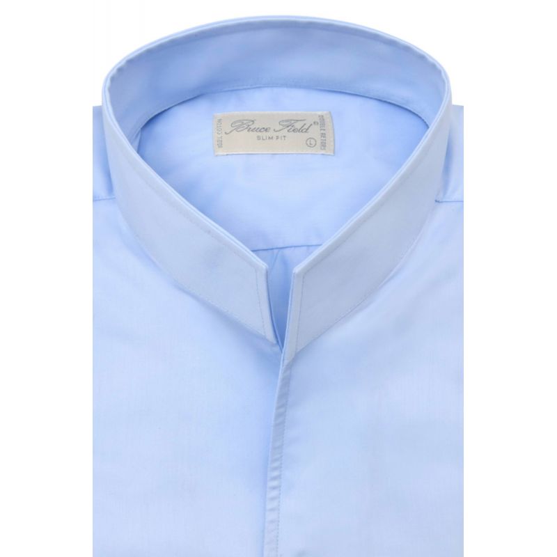 Brian slim-fit shirt with stand-up collar in pure Palma cotton