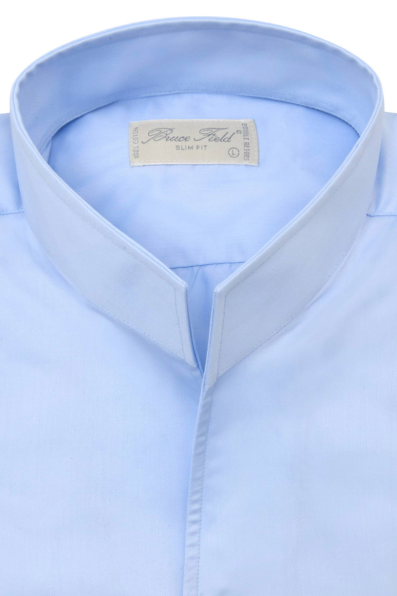 Brian slim-fit shirt with stand-up collar in pure Palma cotton