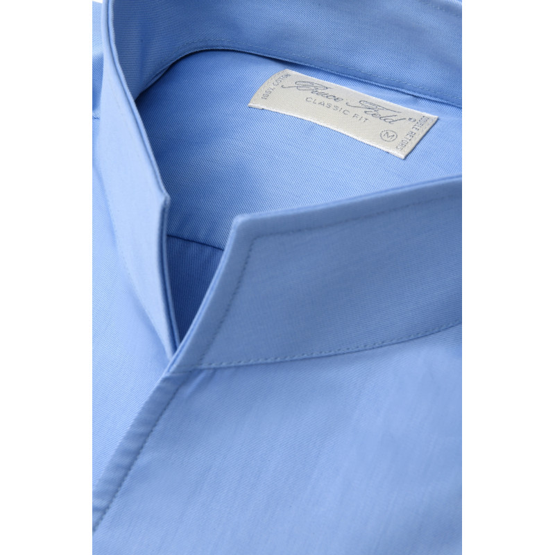 Shirt Aldo classic fit with open high collar in coton Palma