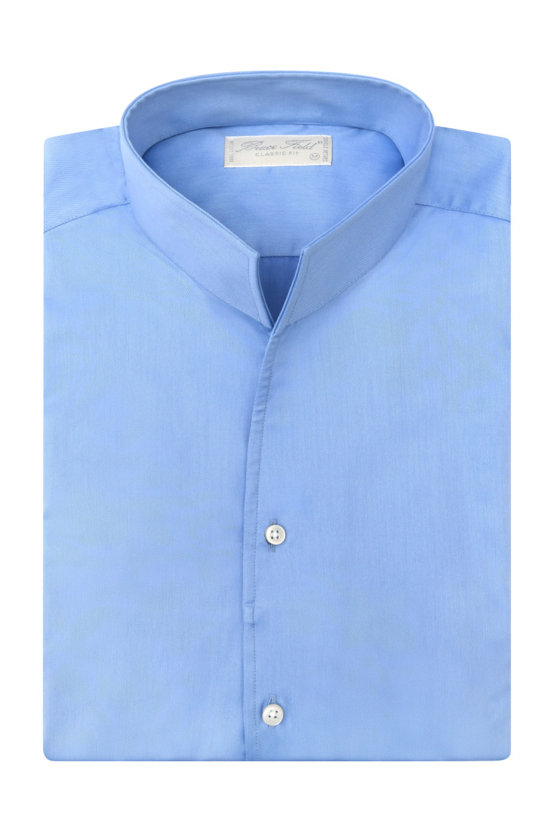 Shirt Aldo classic fit with open high collar in coton Palma