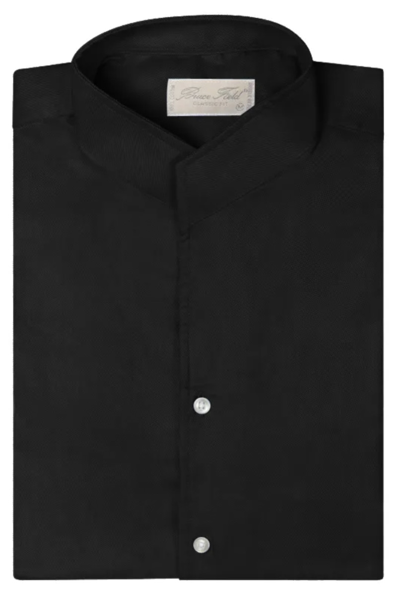 Shirt Aldo classic fit with open high collar in coton Palma