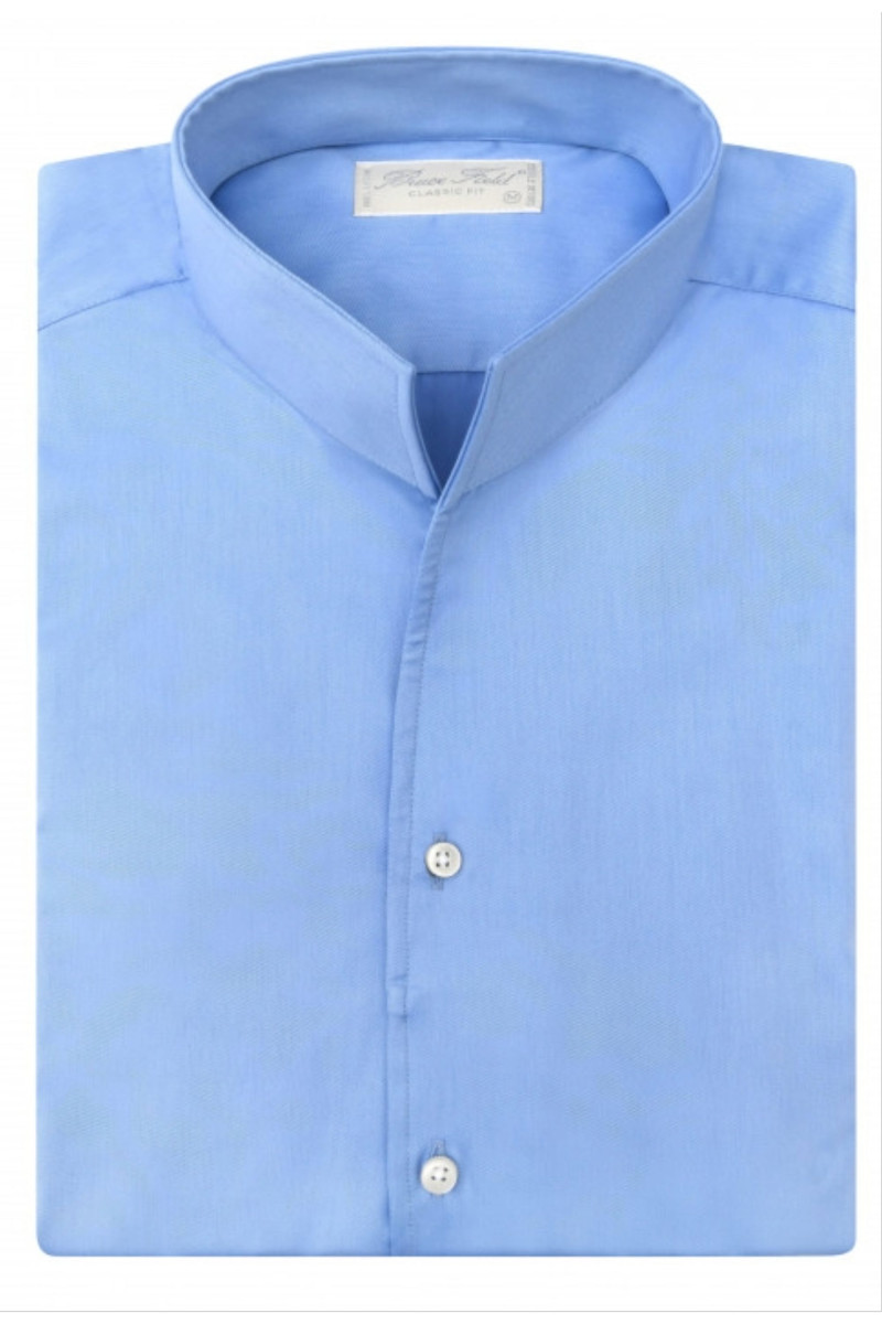 Shirt Aldo classic fit with open high collar in coton Palma