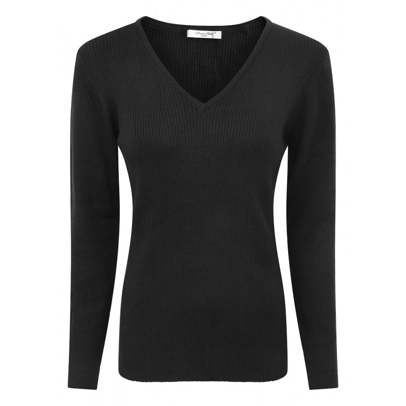 Venezia V-Neck Ribbed Sweater in Merino Wool