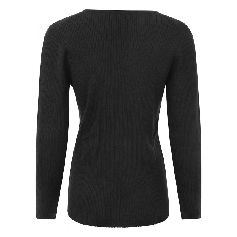 Venezia V-Neck Ribbed Sweater in Merino Wool