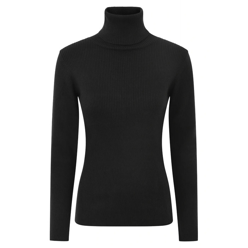 Pull Vero Col Roulé en pure Laine Mérinos Côtelé 