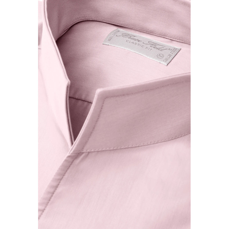 Shirt Aldo classic fit with open high collar in coton Palma