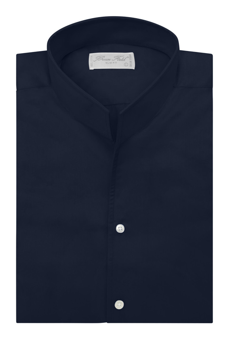 Chemise Brian cintrée à col montant, pur coton Palma