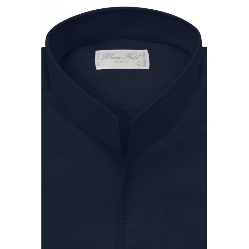 Brian slim-fit shirt with stand-up collar in pure Palma cotton