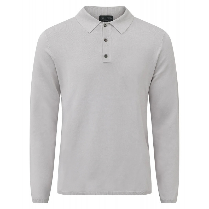 Long-sleeved viscose polo shirt