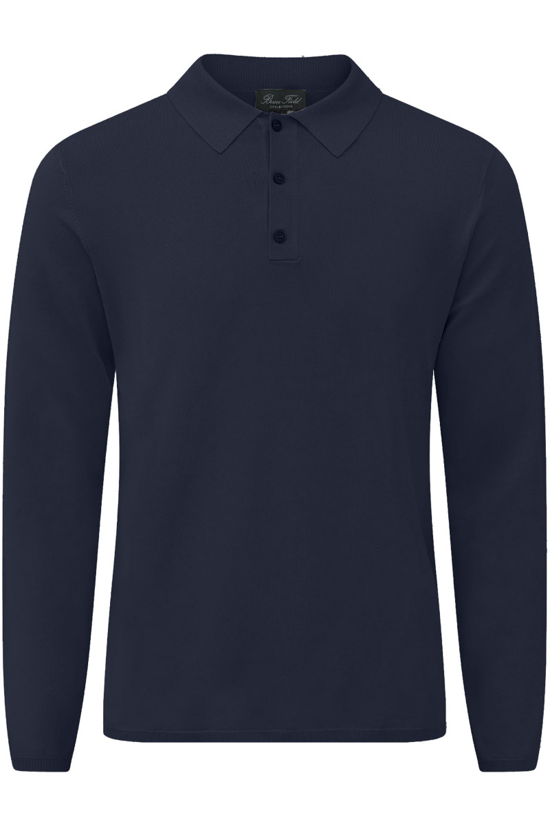 Long-sleeved viscose polo shirt