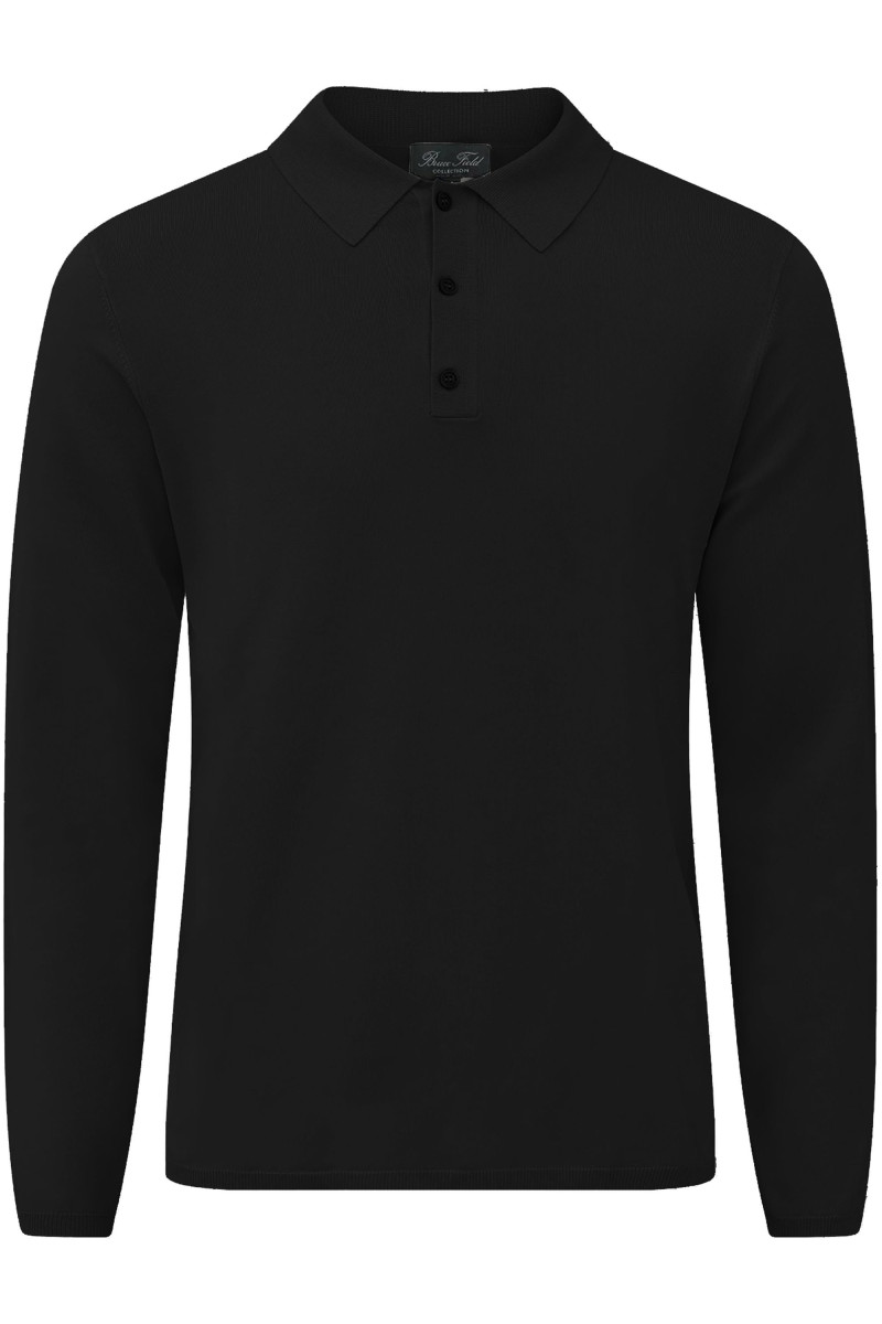 Long-sleeved viscose polo shirt