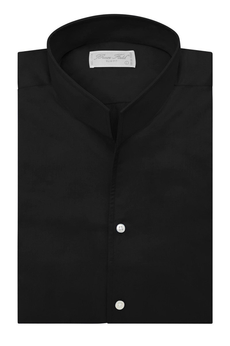 Chemise Brian cintrée à col montant, pur coton Palma